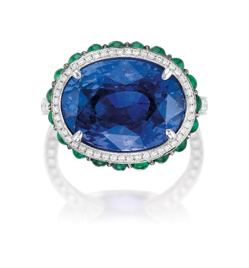 Antique colour change sapphire and diamond marquise cluster ring