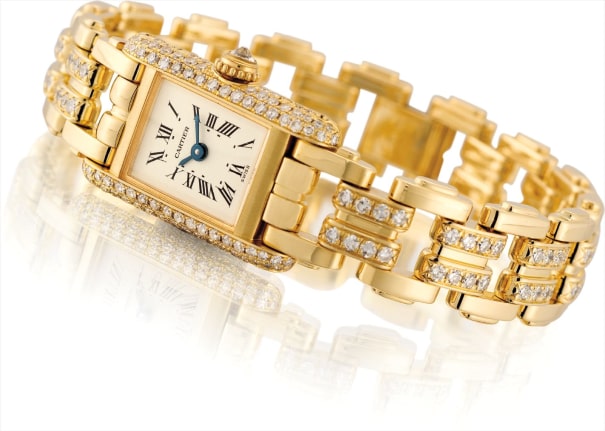diamond-set rectangular bracelet watch 