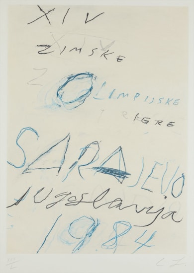 レッド系 特注額装付 CyTwombly Three Dialogues (2) 1977 | vendee