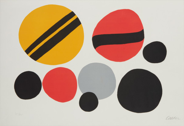 Alexander Calder Chevrons Noir Sur Rouge Et Jaune 1960