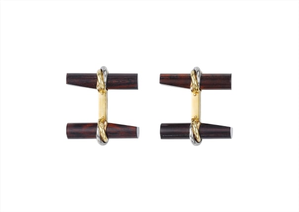 Pair of Gold and Wood Cufflinks 