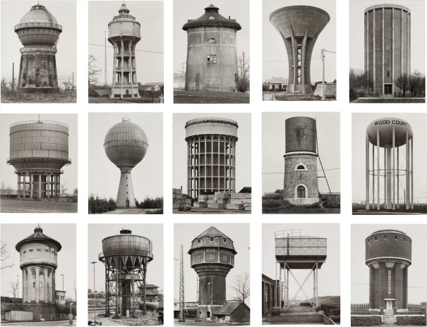 Bernd and Hilla Becher, Water Towers. 1965-1997. Gelatin silver print, in 15 parts.