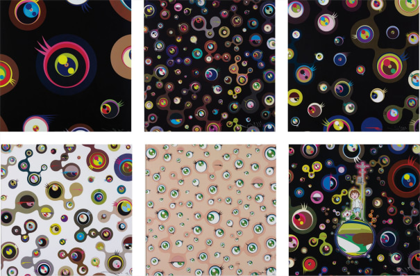 Takashi Murakami  And Then x 6 (Marine Blue: The Superflat Method