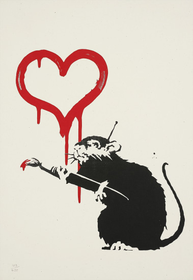 banksy love rat figure white