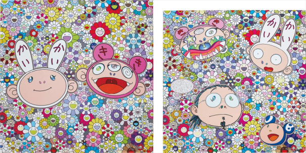 Takashi Murakami  And Then x 6 (Marine Blue: The Superflat Method