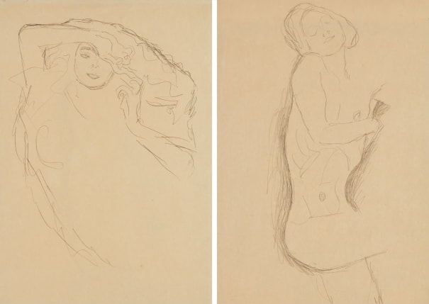 Gustav Klimt Frau Mit Fliegenden Haaren Das Linke Auge Verdeckt Akt Nach Rechts Phillips