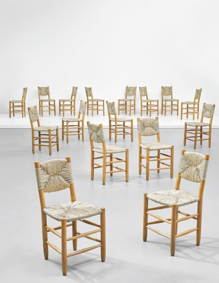 Charlotte Perriand Set Of Sixteen Dining Chairs Model No