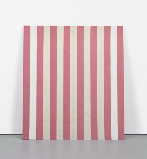 Daniel Buren Peinture Acrylique Blanche Sur Tissu Rayé Blanc Et