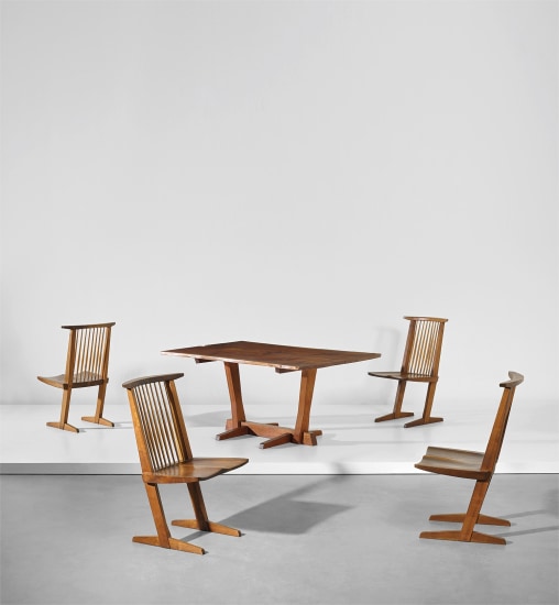 George Nakashima Set Of Four Conoid Dining Chairs 1976 Phillips