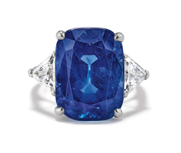 Sapphire, Diamond and Platinum Ring 