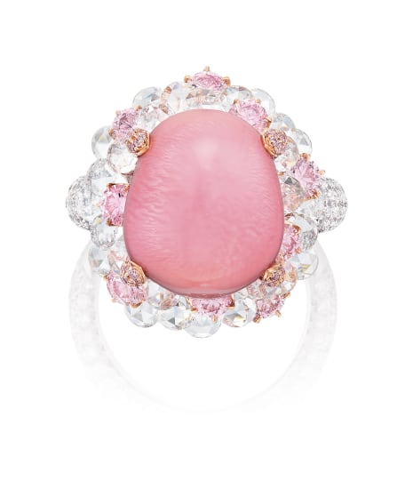 pink pearl rings with diamonds