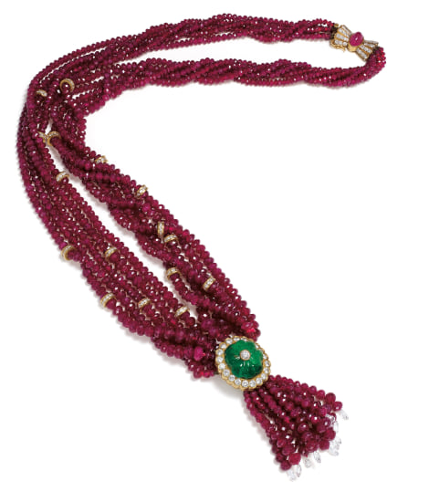 ruby emerald diamond necklace