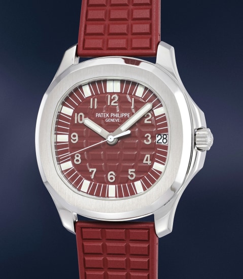 Patek Philippe A Possibly Unique Stainless Steel Wristwatch With A Prune Dial Red Center Seconds Date And Matching Prune Bracelet 05 The Geneva Watch Auction Xi Geneva Sunday June 28 Lot 119 Phillips