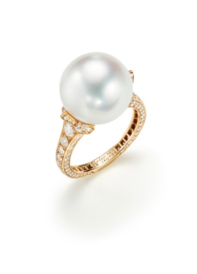 cartier pearl and diamond ring