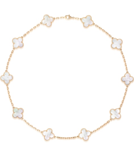 Van Cleef and Arpels Pink Opal Vintage Alhambra Five Motif White