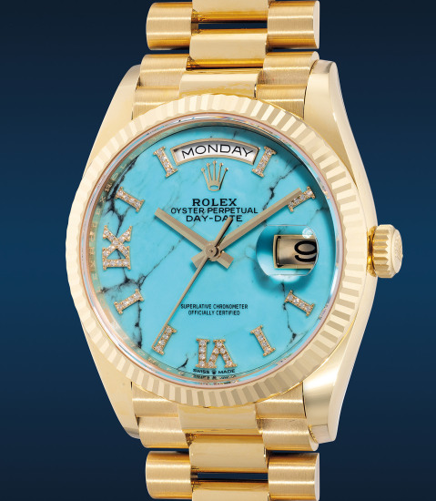 Rolex day discount date turquoise dial