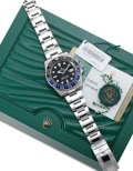 Rolex 
Ref. 116710BLNR
A fine and rare stainless steel dual time wristwatch with center seconds, date, bracelet, guarantee and presentation box